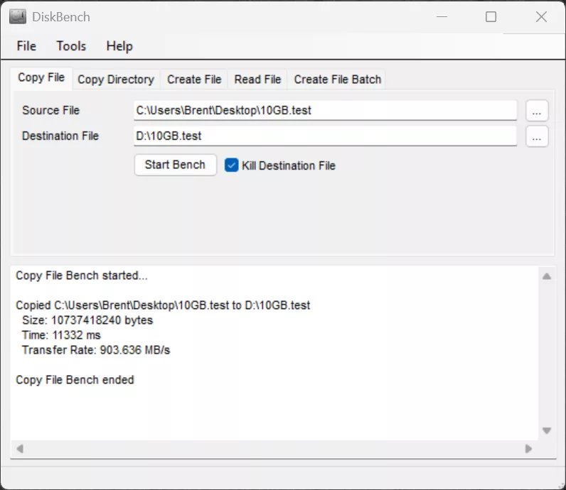 SAPPHIRE NITRO+ B850A WIFI 7 Motherboard USB-C DiskBench Screenshot