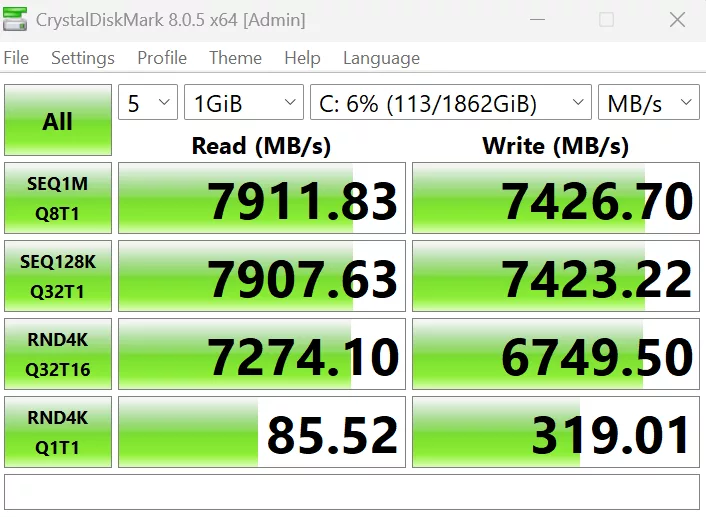 GIGABYTE X870E AORUS ELITE X3D Motherboard: crystalDisk performance