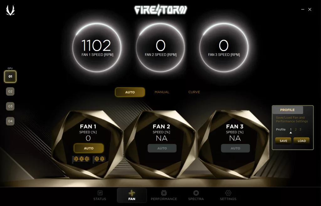 ZOTAC GAMING GeForce RTX 5050 SOLO FireStorm Utility Screenshot