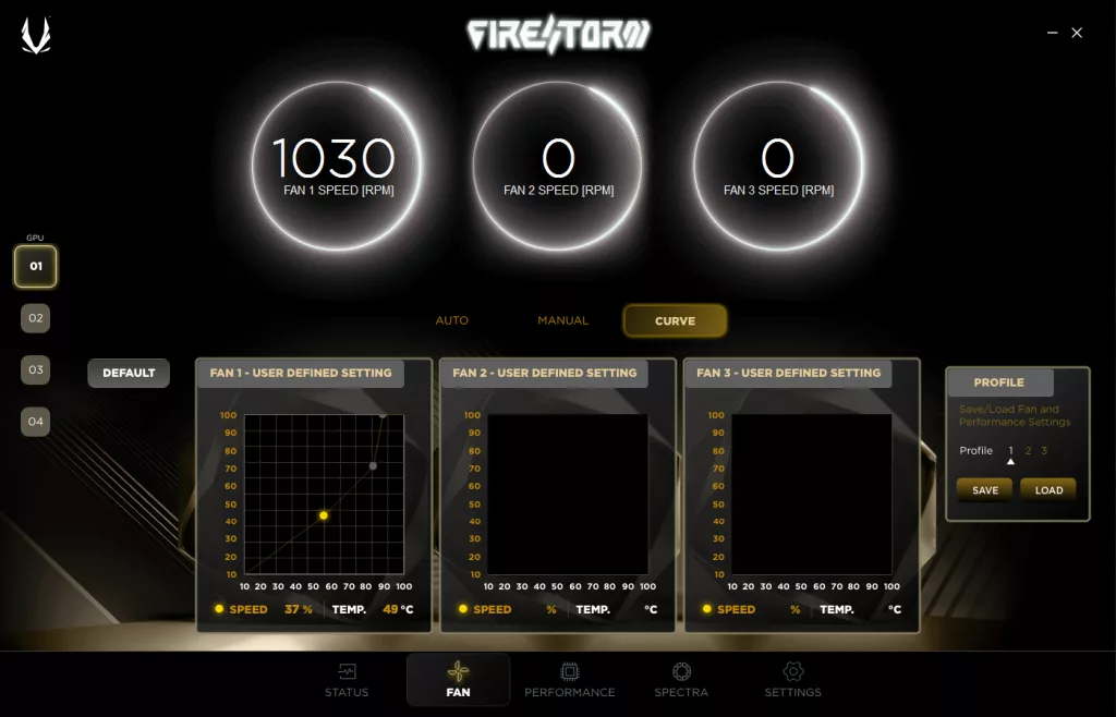 ZOTAC GAMING GeForce RTX 5050 SOLO FireStorm Utility Screenshot