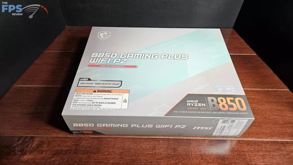 MSI B850 GAMING PLUS WiFi PZ motherboard: box
