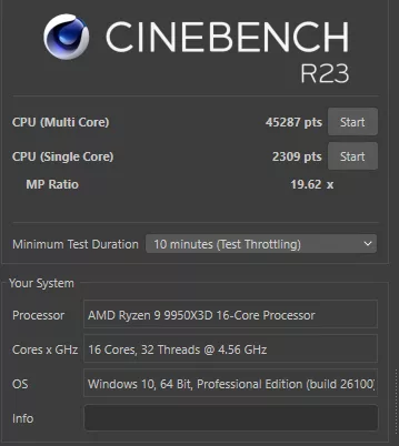 GIGABYTE X870E AORUS ELITE X3D Motherboard: cinebench