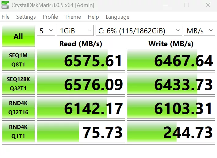 GIGABYTE X870E AORUS ELITE X3D Motherboard: crystalDisk performance