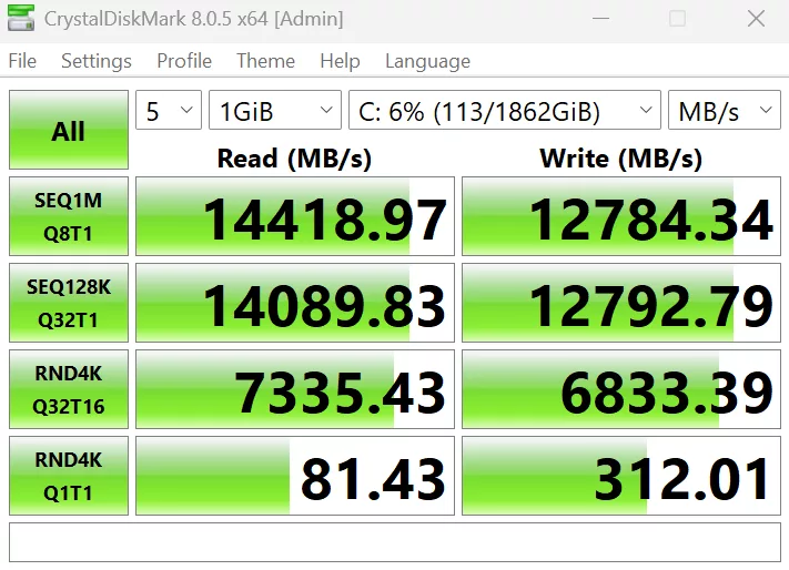 GIGABYTE X870E AORUS ELITE X3D Motherboard: crystalDisk performance