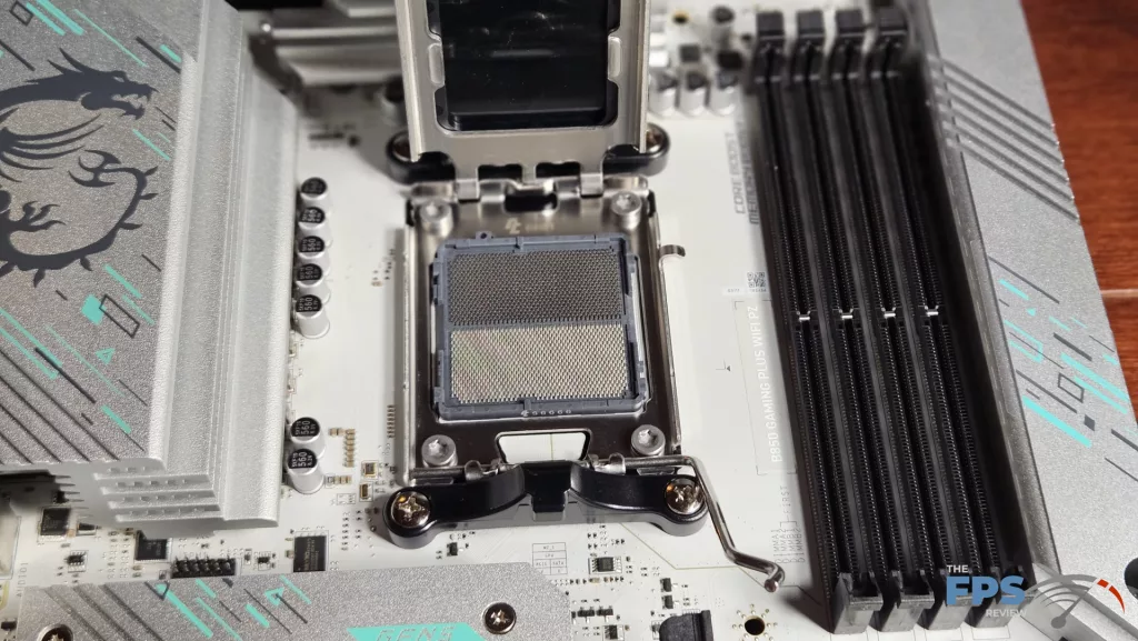 MSI B850 GAMING PLUS WiFi PZ motherboard: open socket