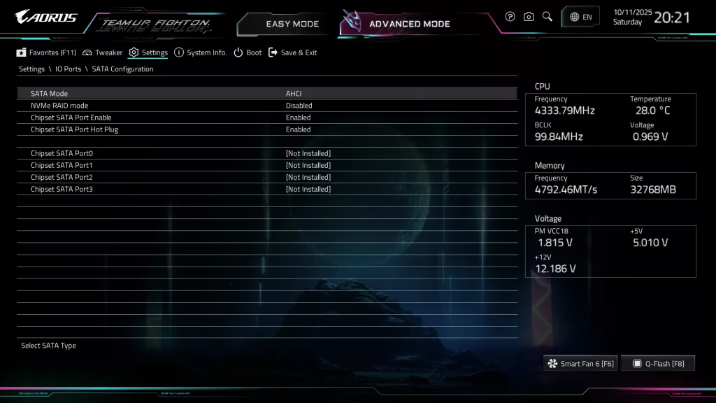 GIGABYTE X870E AORUS ELITE X3D Motherboard: BIOS screenshot