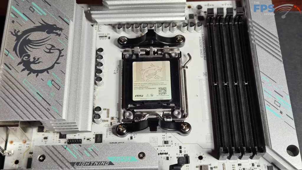 MSI B850 GAMING PLUS WiFi PZ motherboard: socket and RAM slots