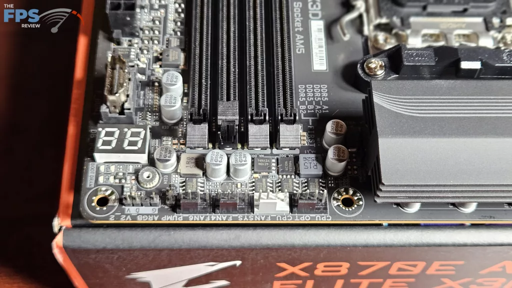 GIGABYTE X870E AORUS ELITE X3D Motherboard: top fan headers