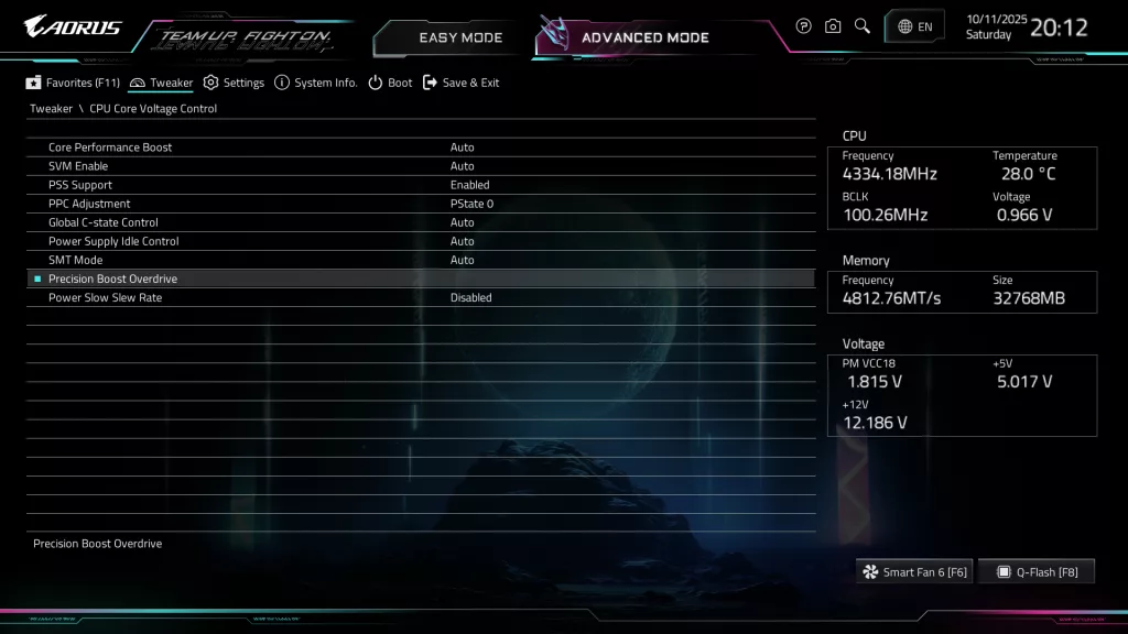 GIGABYTE X870E AORUS ELITE X3D Motherboard: BIOS screenshot