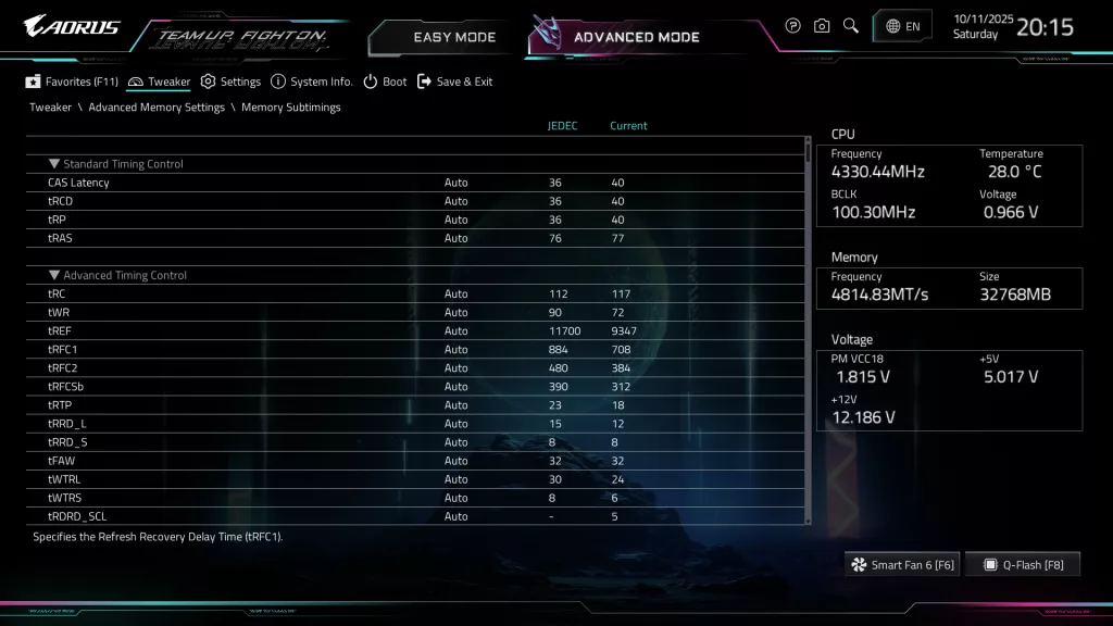 GIGABYTE X870E AORUS ELITE X3D Motherboard: BIOS screenshot