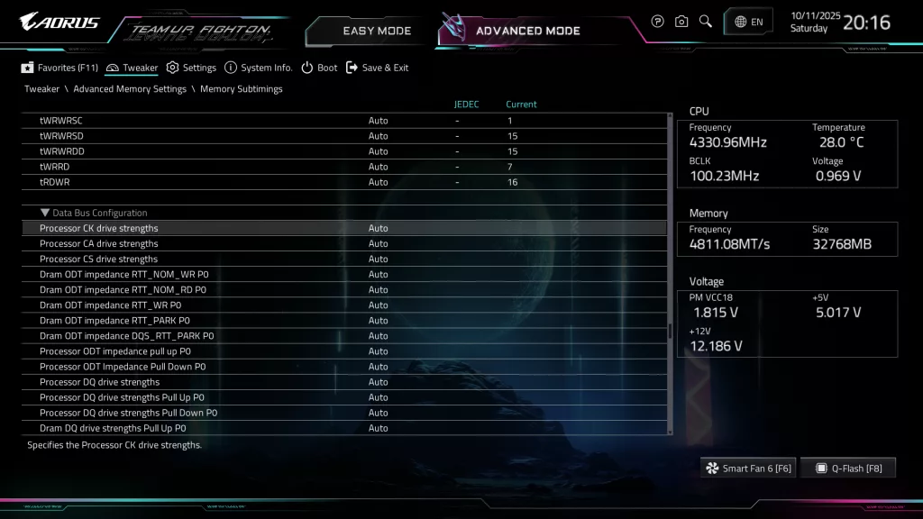 GIGABYTE X870E AORUS ELITE X3D Motherboard: BIOS screenshot