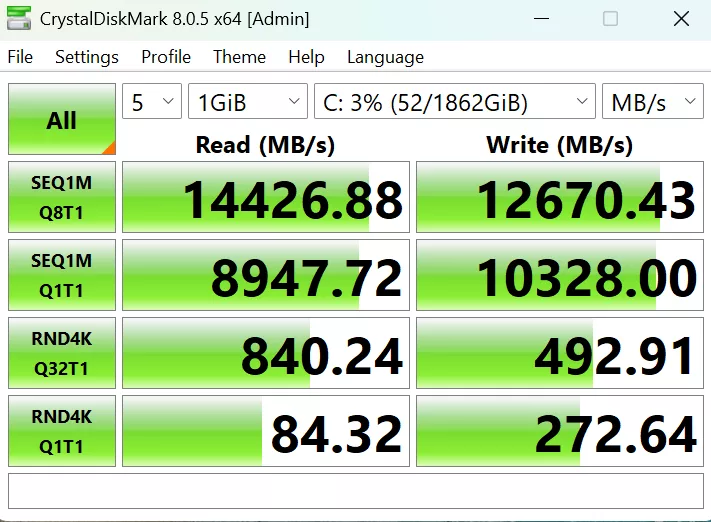 MSI B850 GAMING PLUS WiFi PZ motherboard: CrystalDiskMark