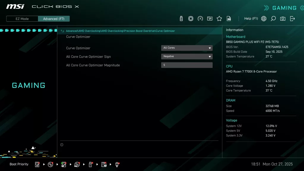 MSI B850 GAMING PLUS WiFi PZ motherboard: BIOS