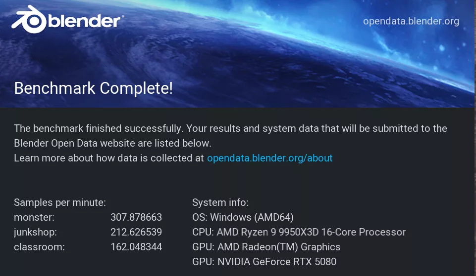 MSI MAG X870E TOMAHAWK MAX WiFi PZ motherboard: performance: Blender