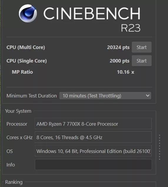 MSI Pro B850M-A WiFi PZ motherboard: cinebenchR23