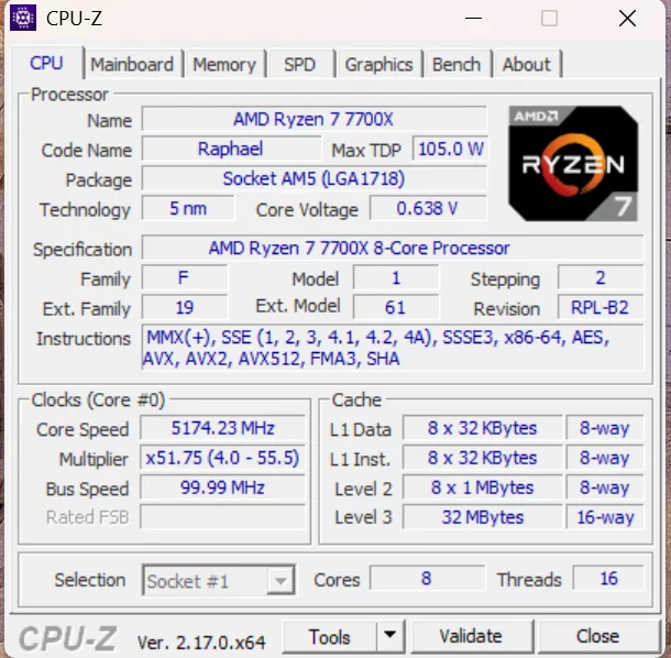MSI B850 GAMING PLUS WiFi PZ motherboard: CPUZ