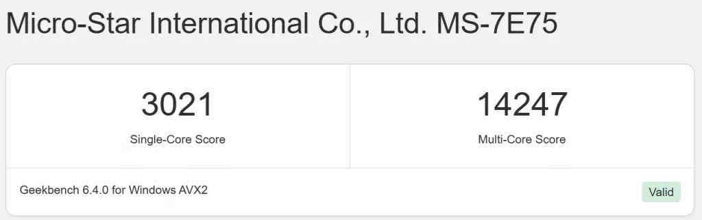 MSI B850 GAMING PLUS WiFi PZ motherboard: Geekbench6