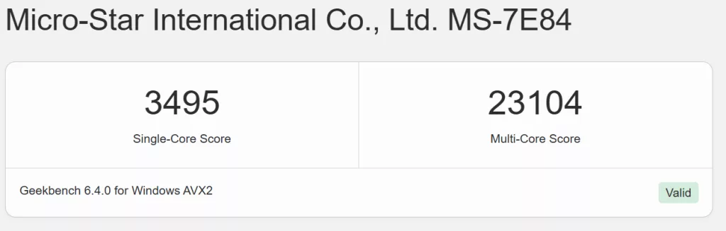 MSI MAG X870E TOMAHAWK MAX WiFi PZ motherboard: performance: Geekbench6