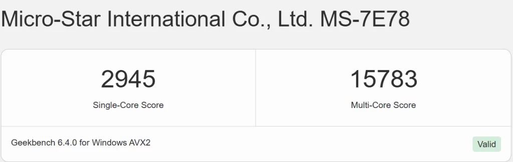 MSI Pro B850M-A WiFi PZ motherboard: Geekbench6