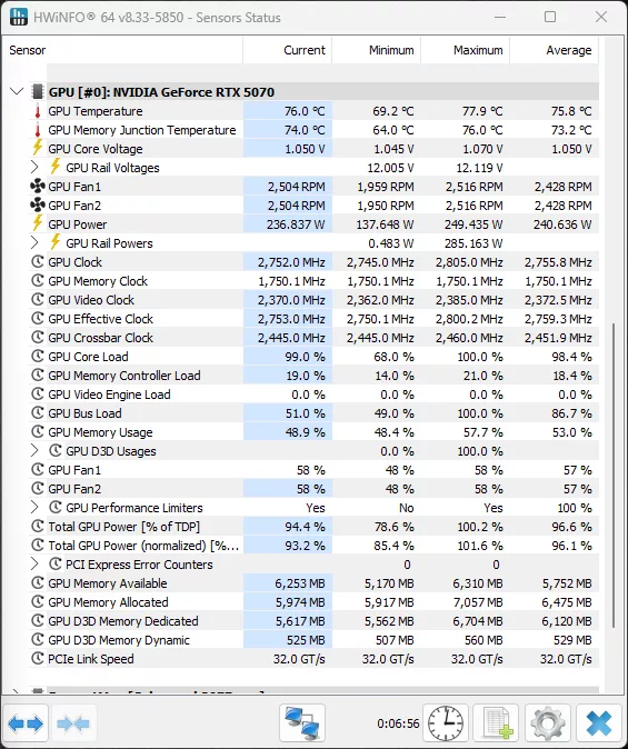 NVIDIA GeForce RTX 5070 Founders Edition Default HWiNFO64 Screenshot