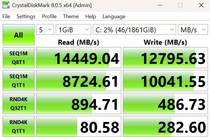 MSI MAG X870E TOMAHAWK MAX WiFi PZ motherboard: performance: CrystalDisk