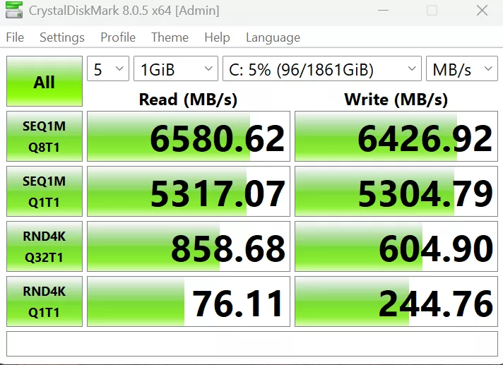 MSI MAG X870E TOMAHAWK MAX WiFi PZ motherboard: performance: CrystalDisk