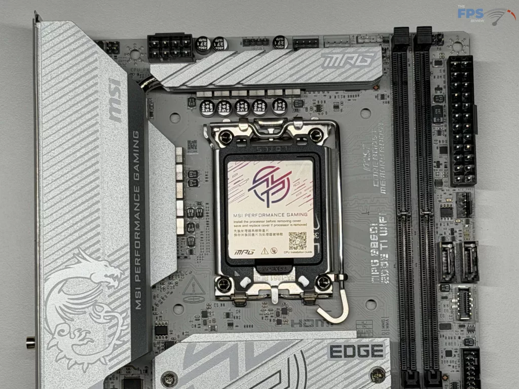 Closeup of top of motherboard