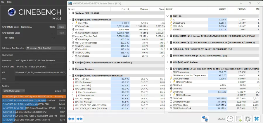 MSI MAG PANO 100R PZ PC Gaming Case: cpu temperature-2