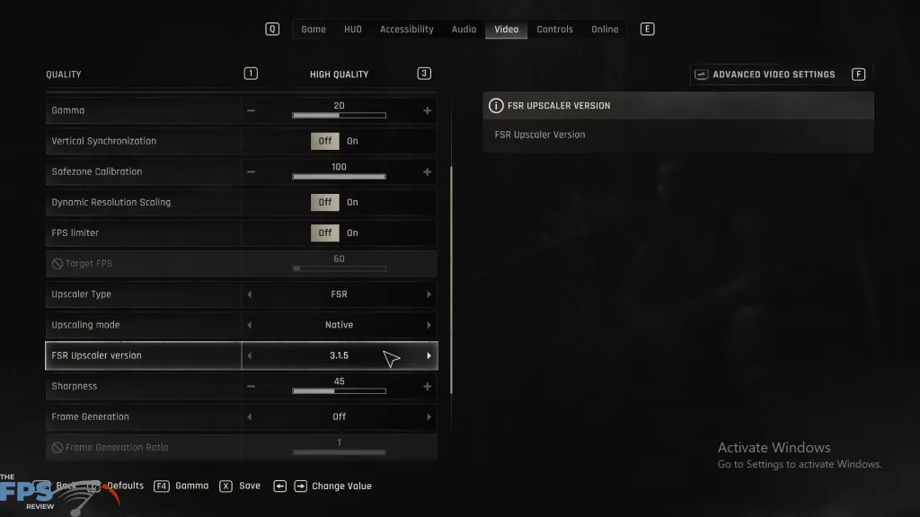 Dying Light The Beast FSR 4 Graphics Settings Screenshot