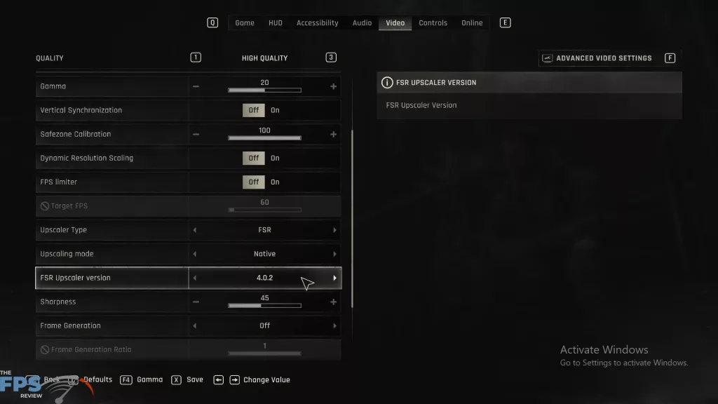Dying Light The Beast FSR 4 Graphics Settings Screenshot