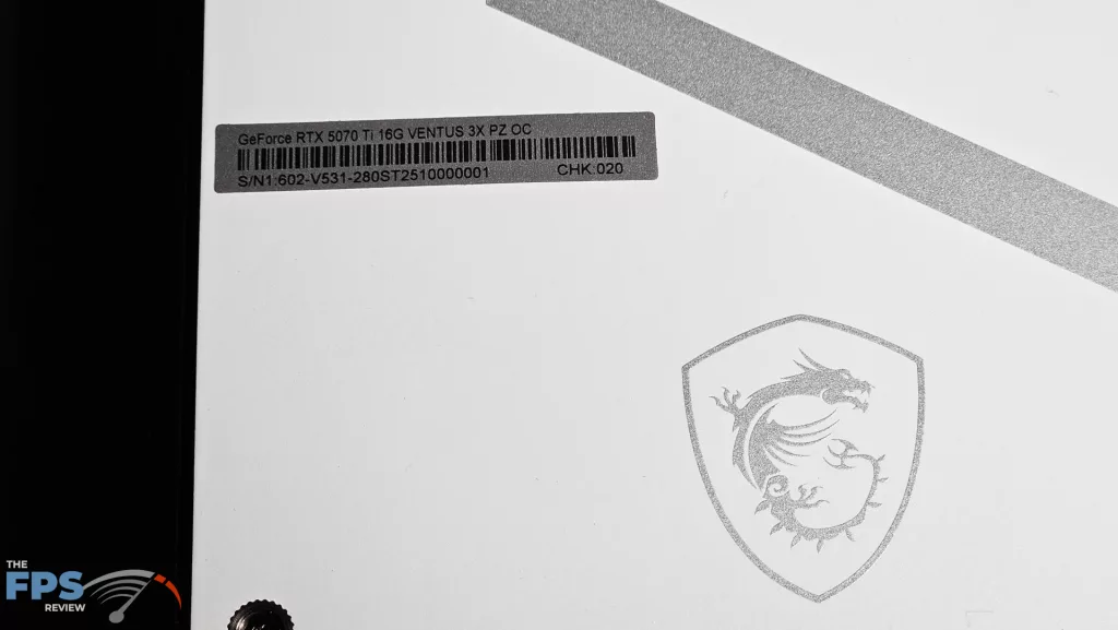 MSI GeForce RTX 5070 Ti 16G VENTUS 3X PZ OC video card: serial