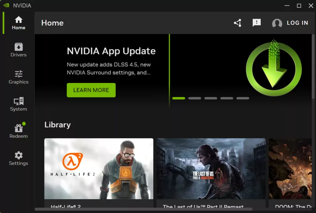 NVIDIA DLSS 4.5 Performance Review: NVIDIA App