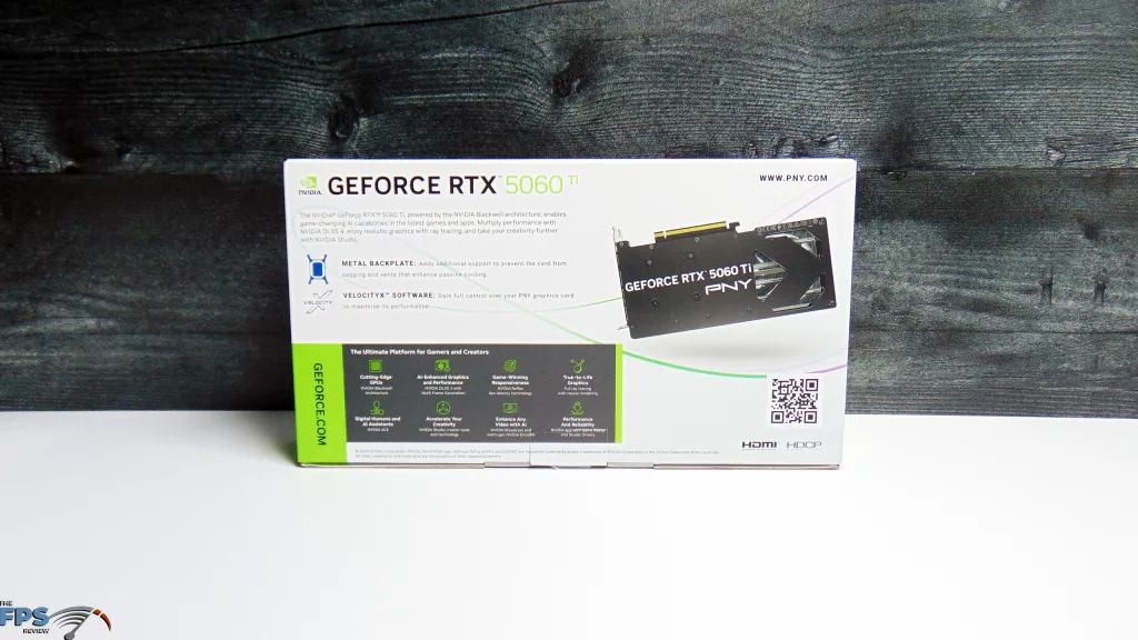 PNY GeForce RTX 5060 Ti 8GB Overclocked Dual Fan Video Card Box Back