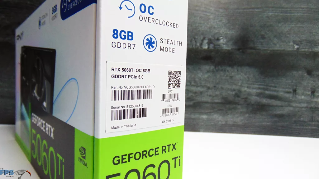 PNY GeForce RTX 5060 Ti 8GB Overclocked Dual Fan Video Card Box Label