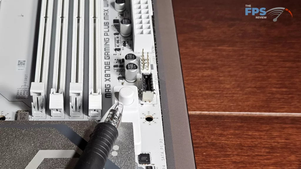 MSI MAG X870E GAMING PLUS MAX WiFi motherboard: EZ PCIe Release button