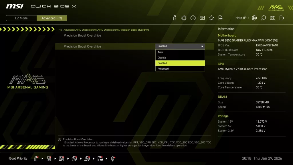 MSI MAG GAMING PLUS MAX WiFi motherboard: BIOS