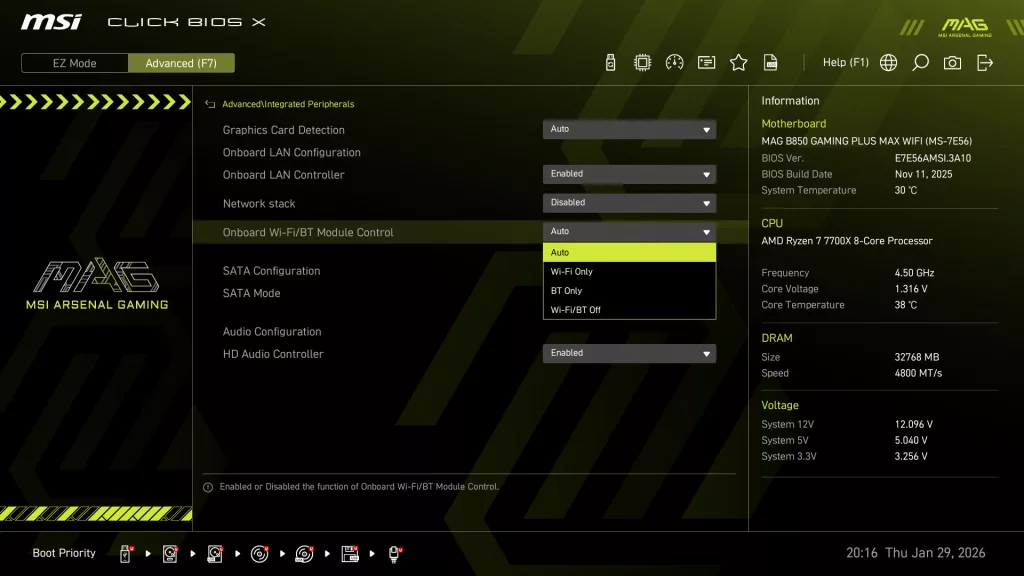 MSI MAG GAMING PLUS MAX WiFi motherboard: BIOS