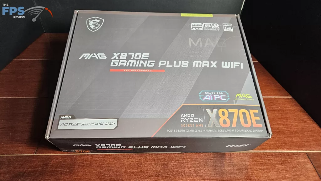 MSI MAG X870E GAMING PLUS MAX WiFi motherboard: box