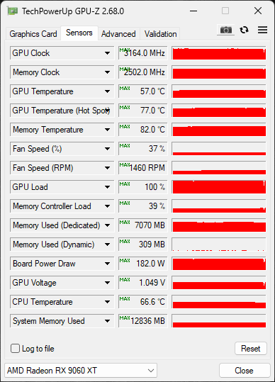 XFX Swift Radeon RX 9060 XT OC Gaming Edition 8GB GPU-Z Default