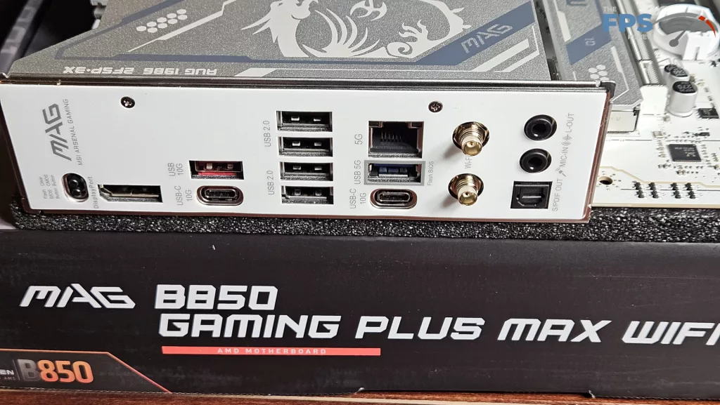 MSI MAG GAMING PLUS MAX WiFi motherboard: rear I/O