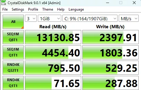 MSI MAG B850 TOMAHAWK MAX WiFi II motherboard: performance: CrystalDisk