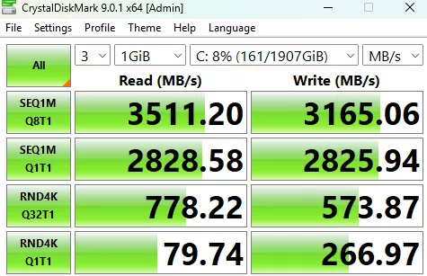 MSI MAG B850 TOMAHAWK MAX WiFi II motherboard: performance: Crystal Disk
