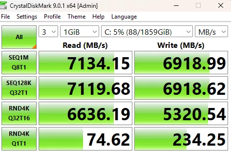 MSI MAG X870E GAMING PLUS MAX WiFi motherboard: performance-CrystalDisk