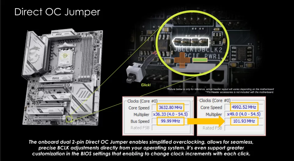 MSI MAG X870E GAMING PLUS MAX WiFi motherboard: OC jumper
