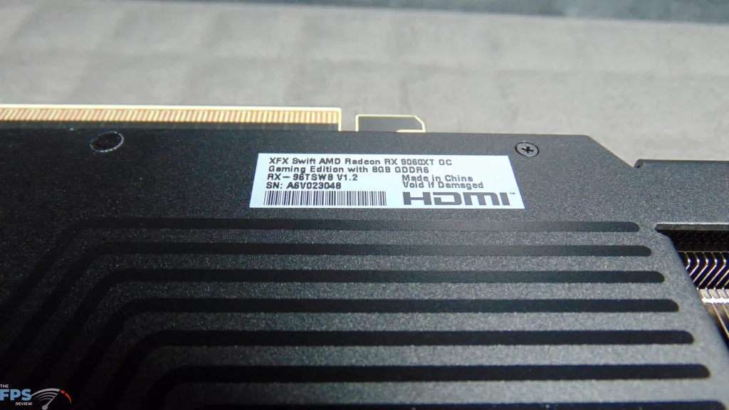 XFX Swift Radeon RX 9060 XT OC Gaming Edition 8GB Label