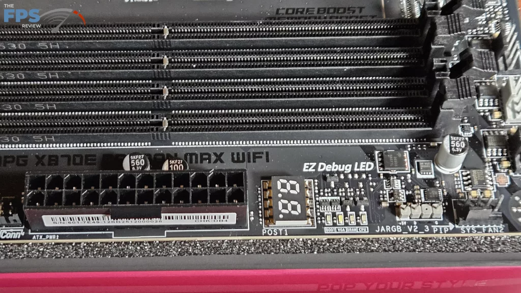 MSI MPG X870E CARBON MAX WiFi motherboard: DeBug readout