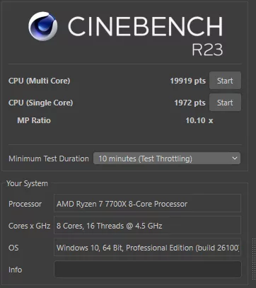 MSI MPG X870E CARBON MAX WiFi motherboard: performance benchmark: CinebenchR23