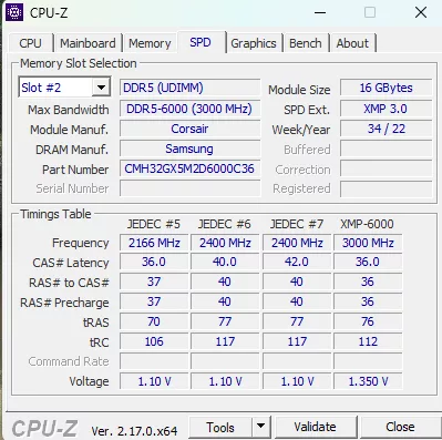 GIGABYTE X870E AERO X3D WOOD motherboard: CPUZ