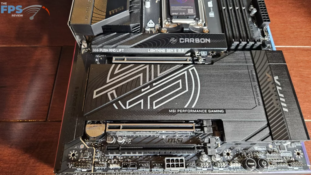 MSI MPG X870E CARBON MAX WiFi motherboard: M.2 heatsinks