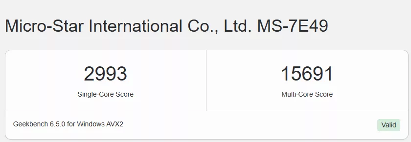 MSI MPG X870E CARBON MAX WiFi motherboard: performance benchmark: GeekBench6